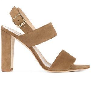 Manolo Blahnik Khan Suede Slingback Sandals
